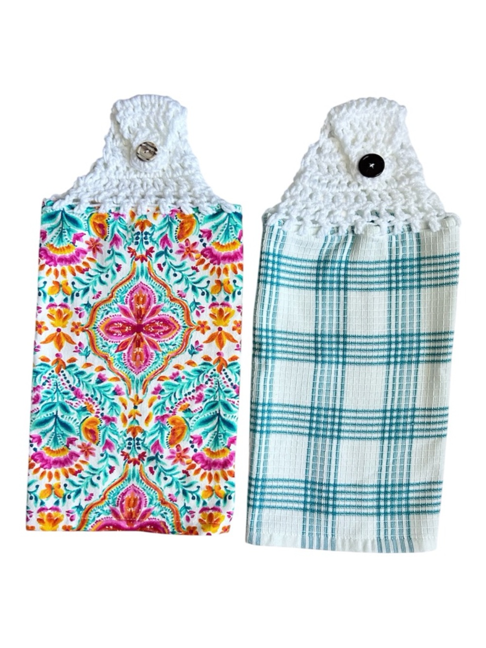 Hand Crafted Floral Hanging Kitchen Hand Towels Crochet Top